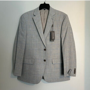 NWT Michael Kors Classic Fit Sport Coat – Light Gray with Blue Plaid, Men’s 40S